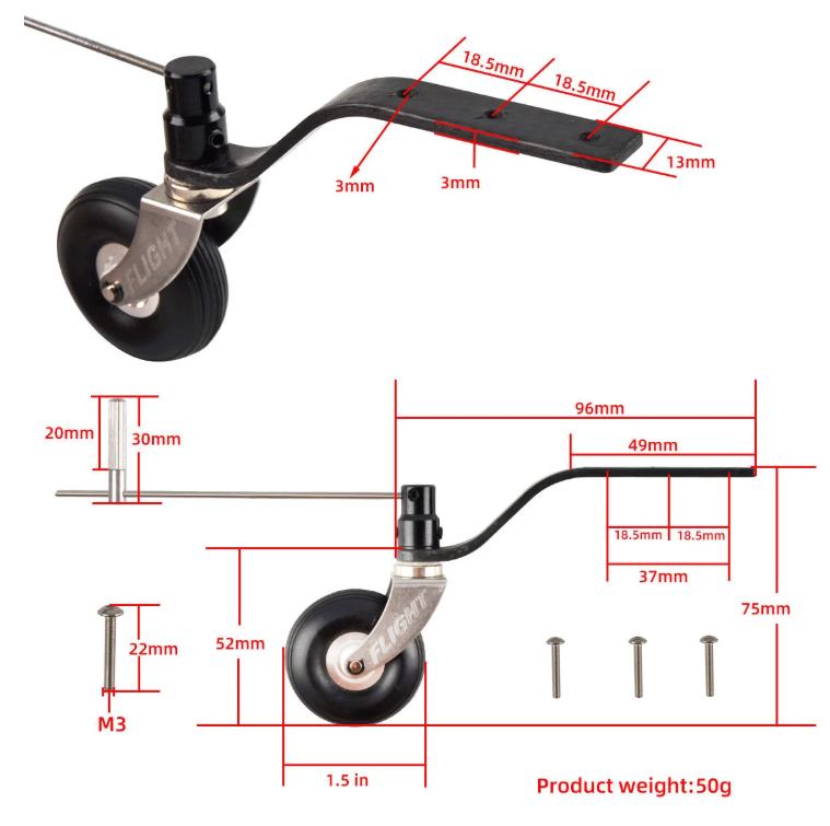 Carbon fiber tailwheel for 20cc to 100cc 3 30cc tailwheel-CarbonRCParts